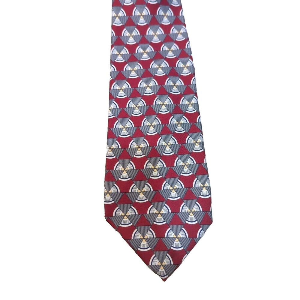 Robert Talbott Hand Sewn Mens Silk Tie Red, Gray&Gold 59 " X 3.75" - Picture 2 of 5